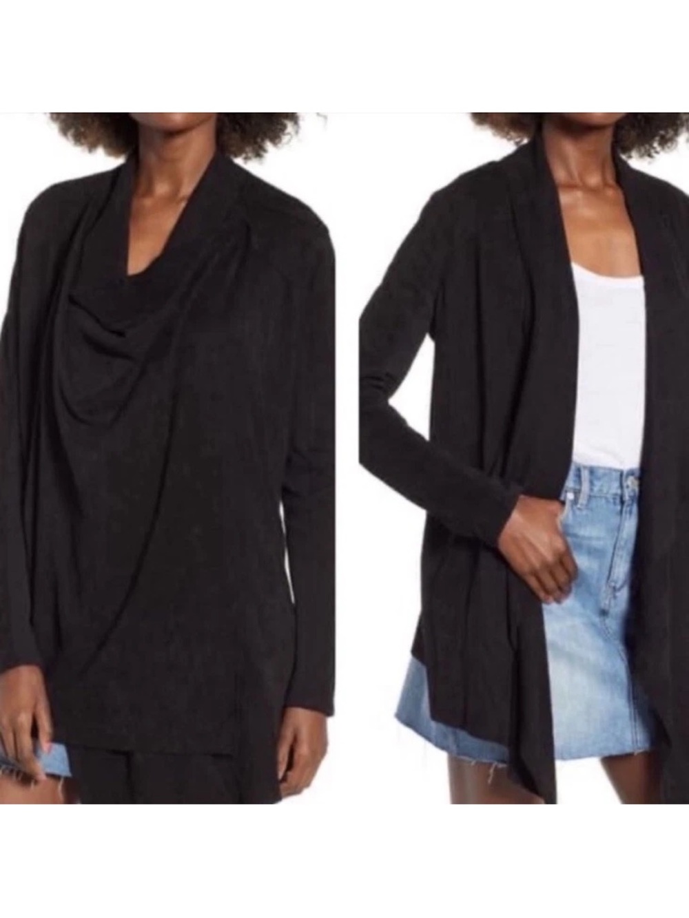 Blank NYC Black Open Drape Cardigan
